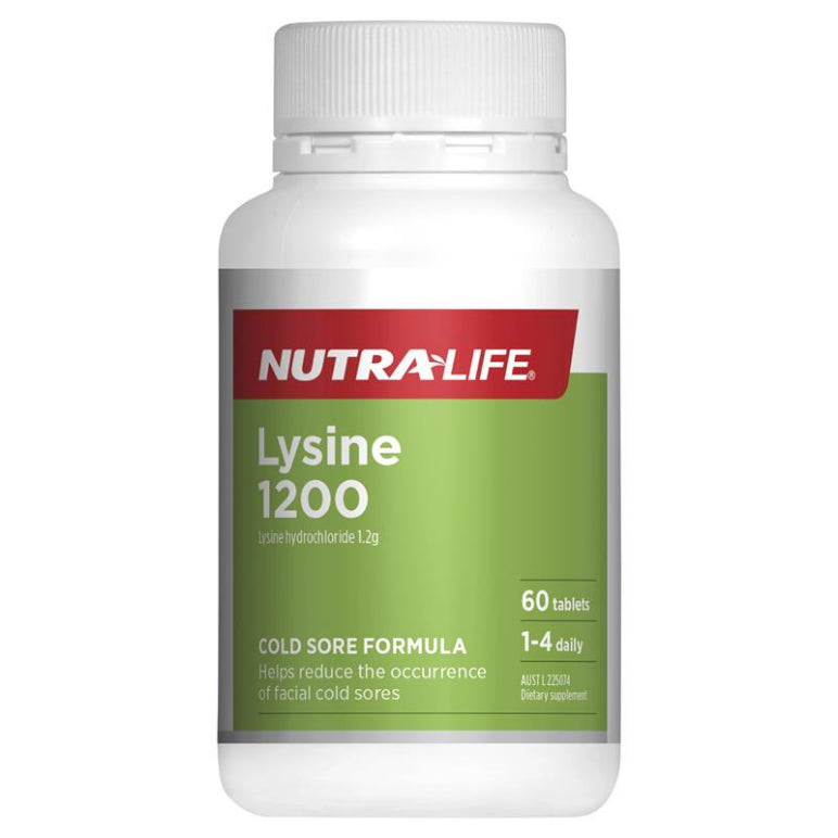 Nutra-Life L-Lysine 1200mg 60 Tablets front image on Livehealthy HK imported from Australia