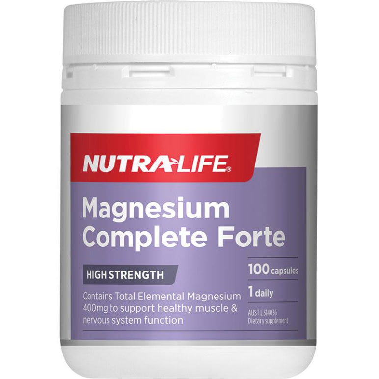 NutraLife Magnesium Complete Forte 100 Capsules front image on Livehealthy HK imported from Australia