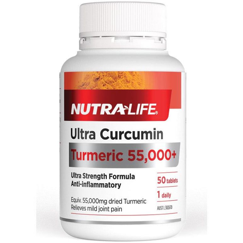 NutraLife Ultra Curcumin Turmeric 55000+ 50 Tablets front image on Livehealthy HK imported from Australia