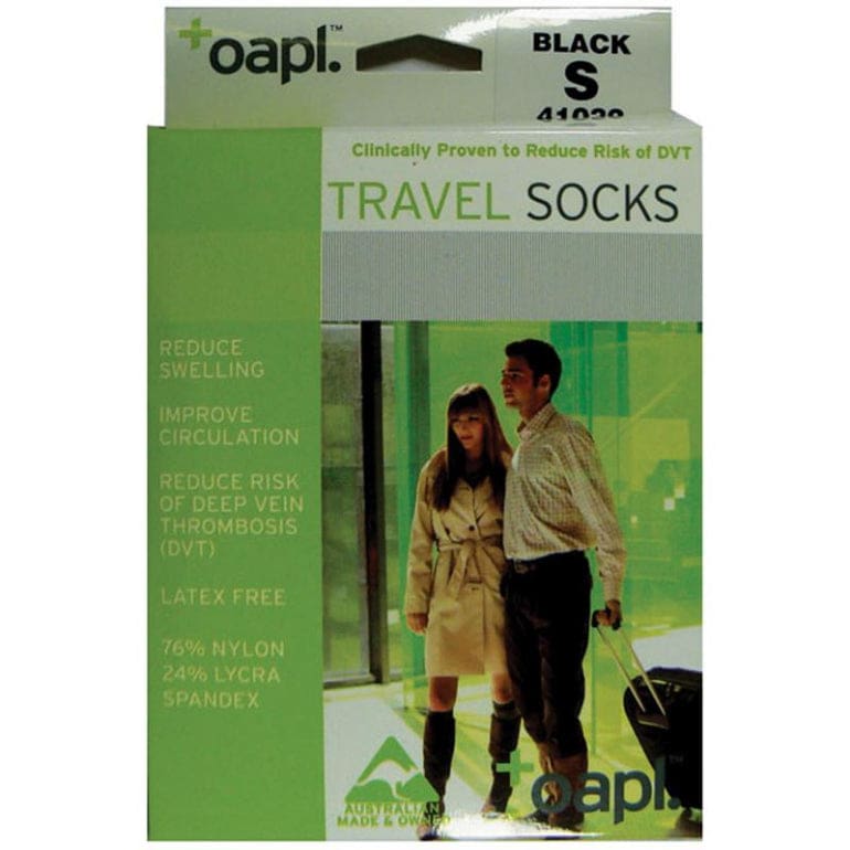 Oapl 41032 Travel Socks Black Small front image on Livehealthy HK imported from Australia