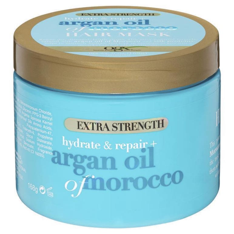 Ogx Extra Strength Hydrate & Repair + Shine Argan Oil of Morocco Hair Mask For Damaged Hair 168g front image on Livehealthy HK imported from Australia