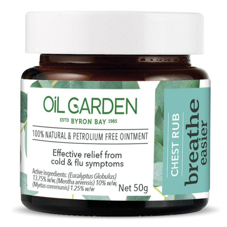 Oil Garden Breathe Easier Chest Rub Balm 50g Tub front image on Livehealthy HK imported from Australia