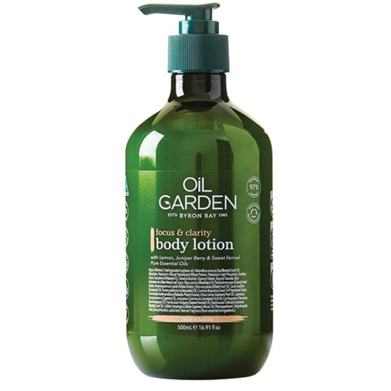 Oil Garden Focus & Clarity Body Lotion 500ml front image on Livehealthy HK imported from Australia