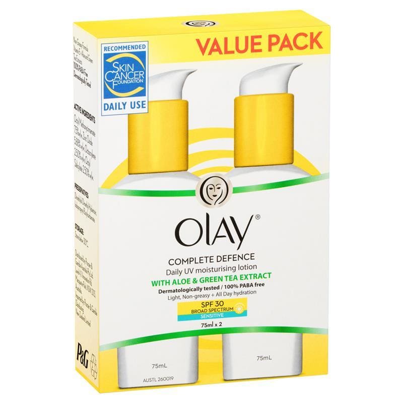 Olay Complete Defence SPF 30+ Sensitive 75ml Twin Pack front image on Livehealthy HK imported from Australia