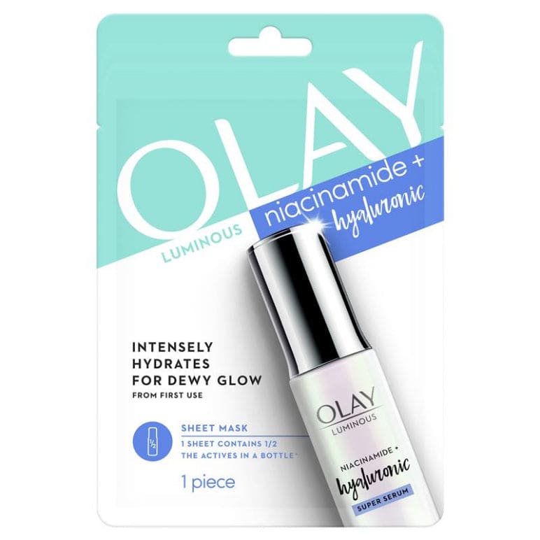 Olay Luminous Niacinamide + Hyaluronic Sheet Mask front image on Livehealthy HK imported from Australia