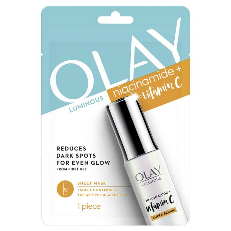 Olay Luminous Niacinamide + Vitamin C Sheet Mask front image on Livehealthy HK imported from Australia