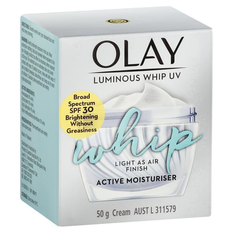 Olay Luminous Whip UV SPF Face Cream Moisturiser 50g front image on Livehealthy HK imported from Australia