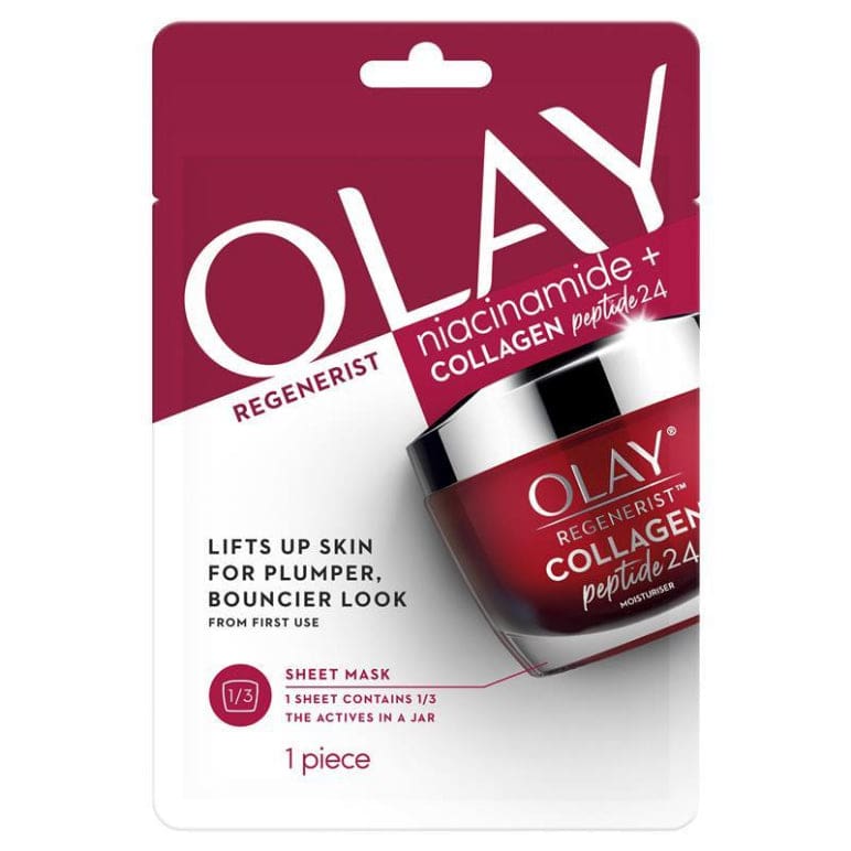 Olay Regenerist Niacinamide + Collagen Peptide24 Sheet Mask front image on Livehealthy HK imported from Australia