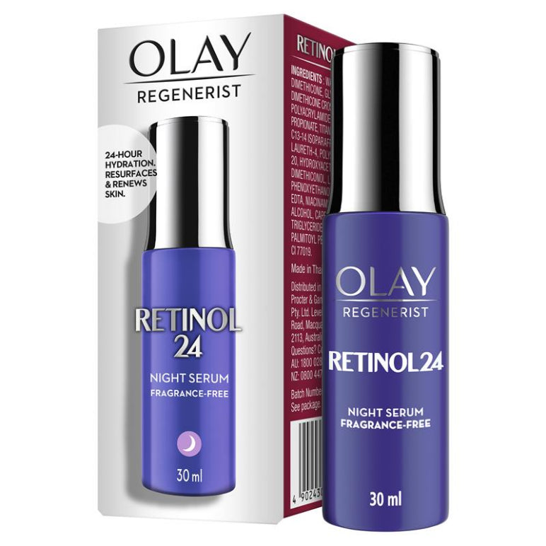 Olay Regenerist Retinol 24 Night Serum Fragrance Free 30ml front image on Livehealthy HK imported from Australia