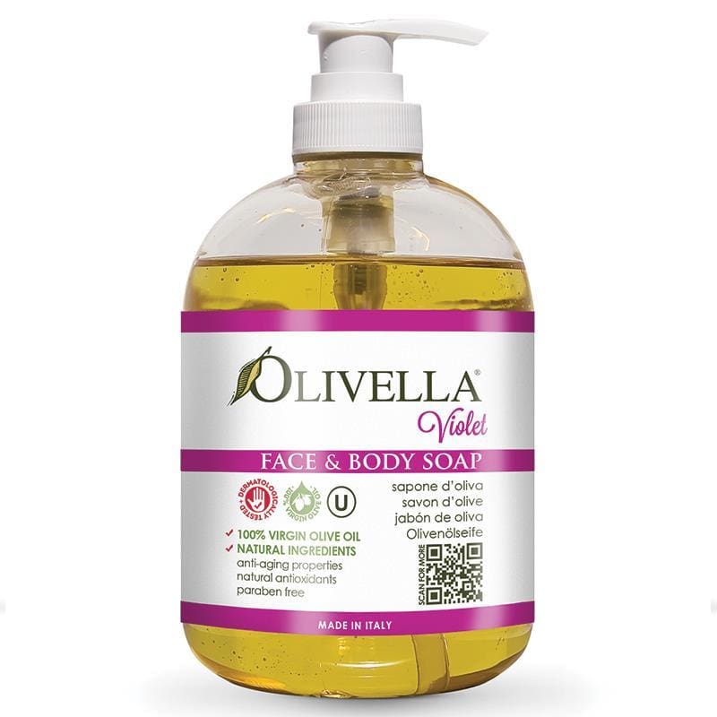 Olivella Face and Body Liquid Soap Violet 500ml front image on Livehealthy HK imported from Australia