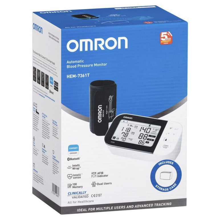 Omron HEM7361T Blood Pressure + AFIB Monitor Bluetooth front image on Livehealthy HK imported from Australia