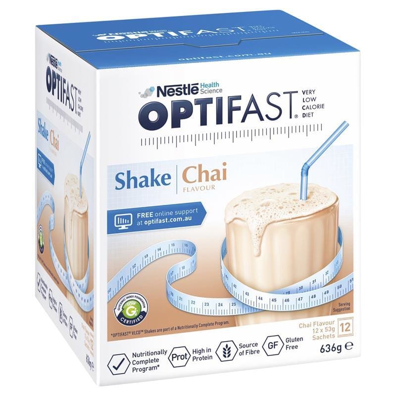 Optifast VLCD Shake Chai 12 x 53g front image on Livehealthy HK imported from Australia