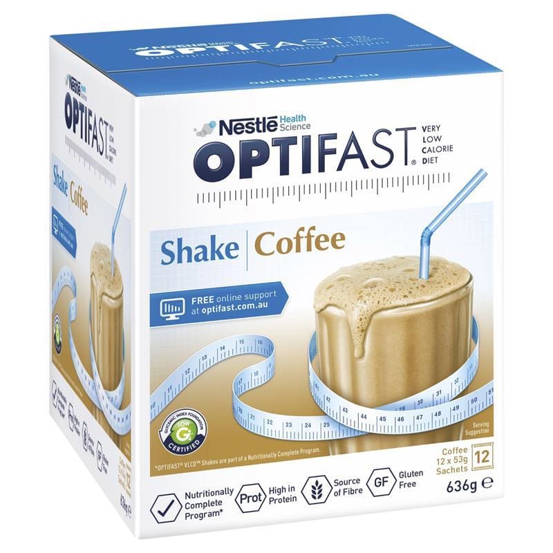 Optifast VLCD Shake Coffee 12 x 53g front image on Livehealthy HK imported from Australia