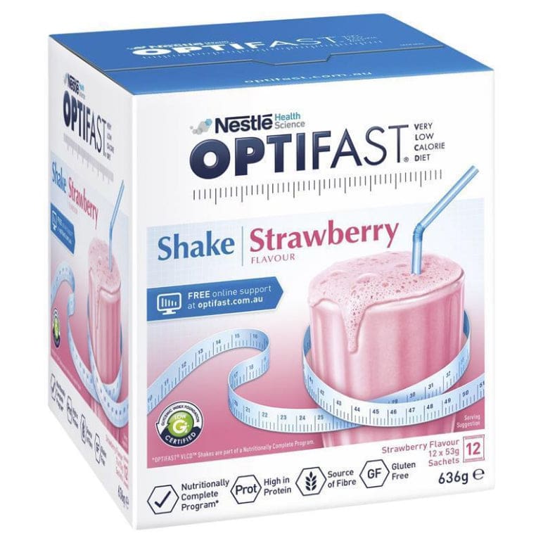 Optifast VLCD Shake Strawberry 12 x 53g front image on Livehealthy HK imported from Australia