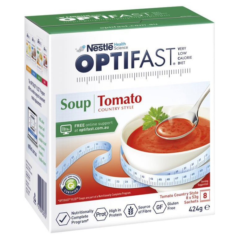 Optifast VLCD Tomato Soup 8x53g front image on Livehealthy HK imported from Australia