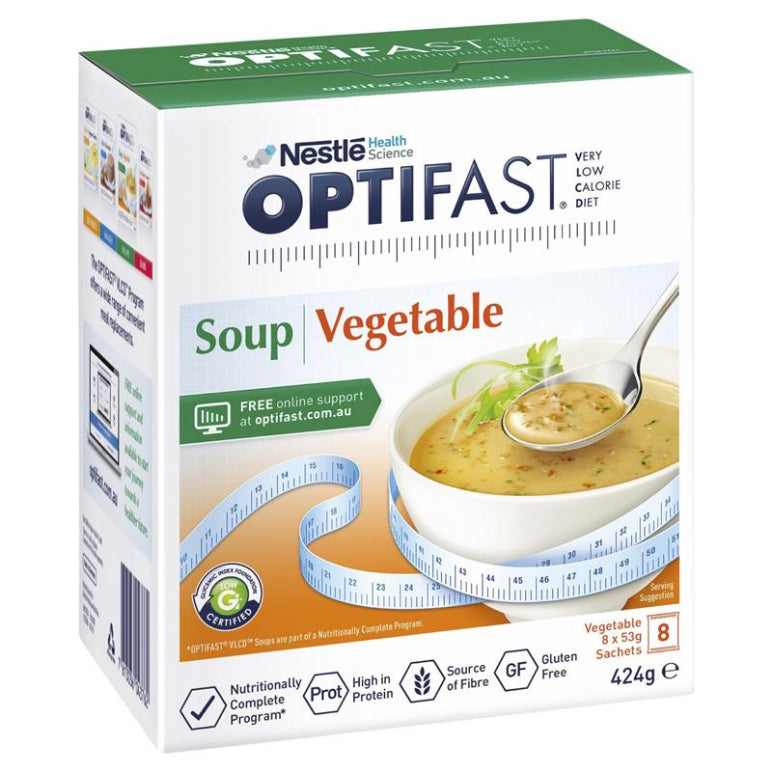 Optifast VLCD Vegetable Soup 8x53g front image on Livehealthy HK imported from Australia