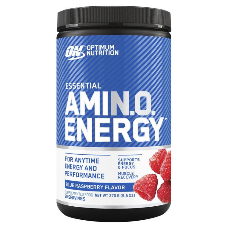 Optimum Nutrition Amino Energy Blue Raspberry 30 Serve 270g front image on Livehealthy HK imported from Australia