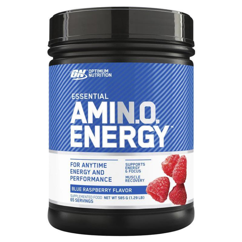 Optimum Nutrition Amino Energy Blue Raspberry 65 Serve 585g front image on Livehealthy HK imported from Australia