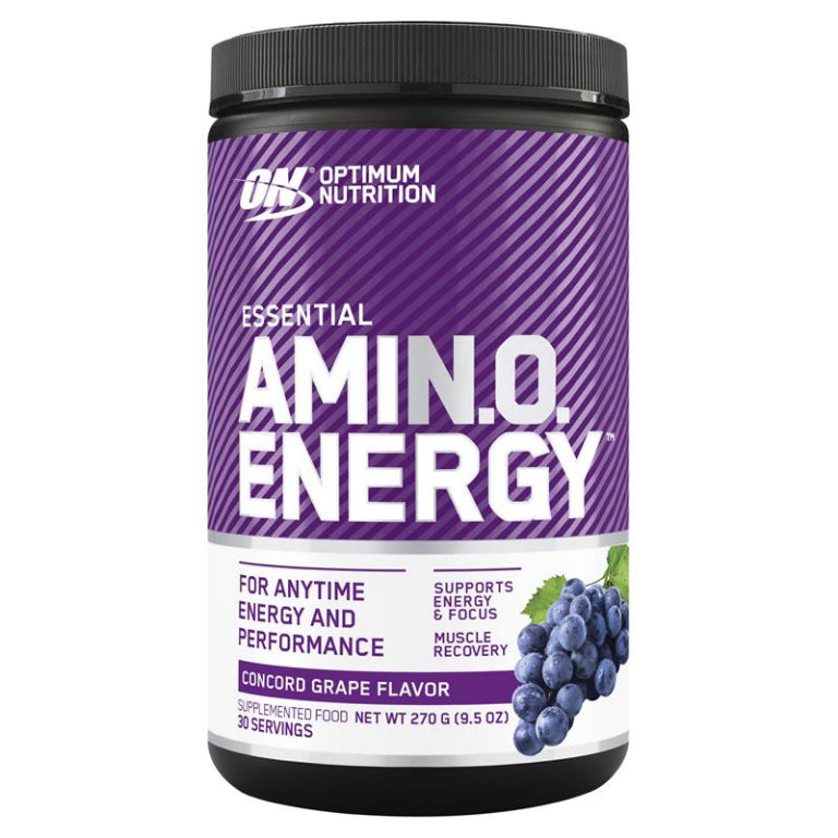 Optimum Nutrition Amino Energy Concord Grape 30 Serve 270g front image on Livehealthy HK imported from Australia