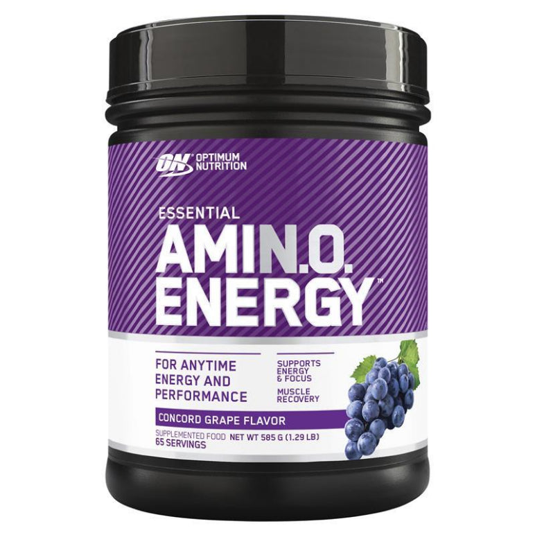 Optimum Nutrition Amino Energy Concord Grape 65 Serve 585g front image on Livehealthy HK imported from Australia