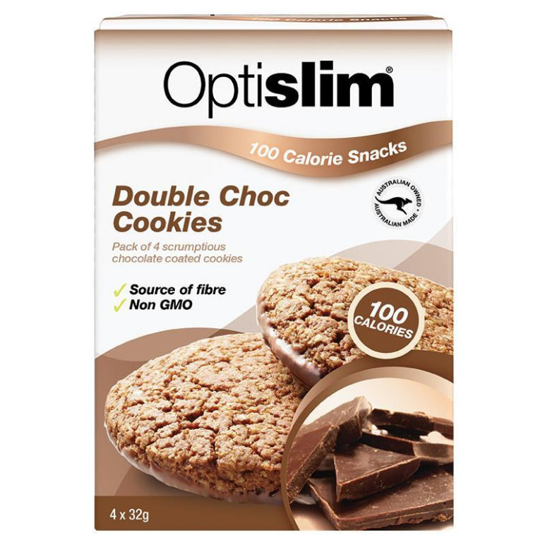 Optislim 100 Calorie Snack Double Choc 4 Cookies front image on Livehealthy HK imported from Australia