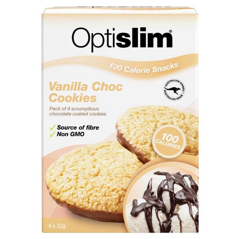 Optislim 100 Calorie Snack Vanilla Choc 4 Cookies front image on Livehealthy HK imported from Australia