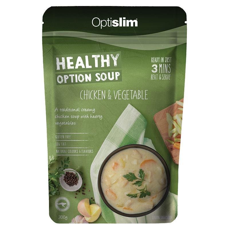 Optislim Healthy Option Soup Chicken and Vegetable 300g front image on Livehealthy HK imported from Australia