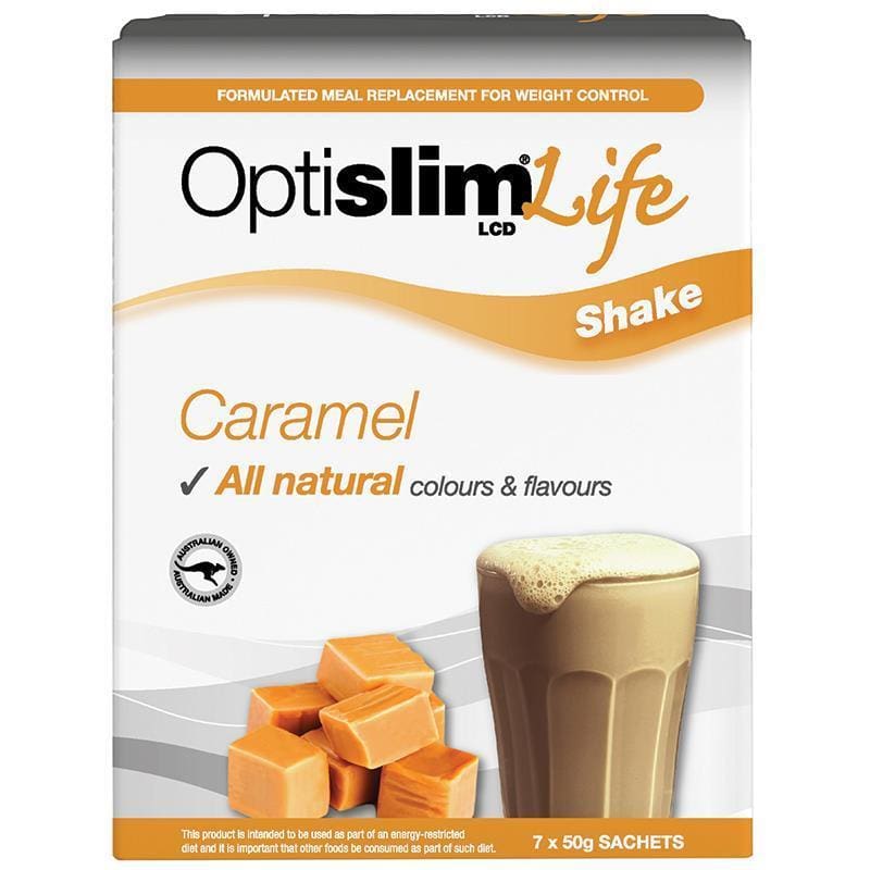 OptiSlim Life Shake Caramel 50g x 7 front image on Livehealthy HK imported from Australia