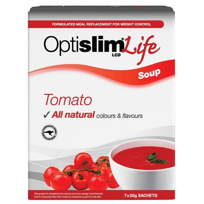 OptiSlim Life Soup Tomato 50g x 7 front image on Livehealthy HK imported from Australia