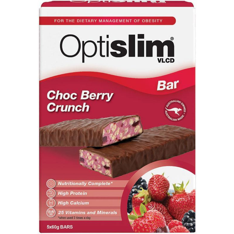 OptiSlim VLCD Bar Choc Berry Crunch 5 front image on Livehealthy HK imported from Australia