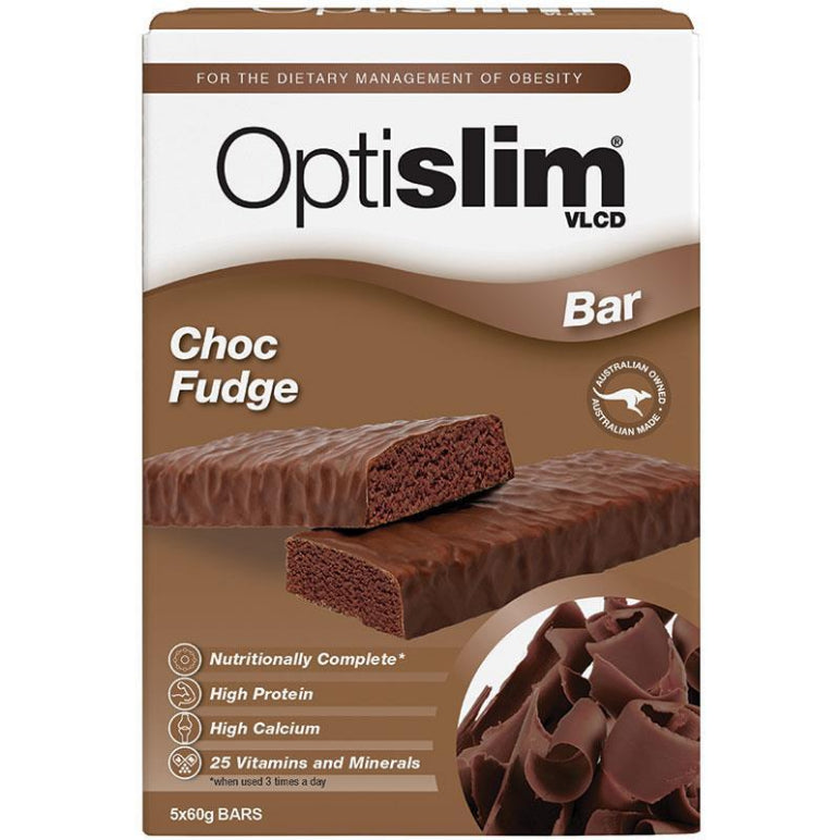 OptiSlim VLCD Bar Choc Fudge 5 front image on Livehealthy HK imported from Australia