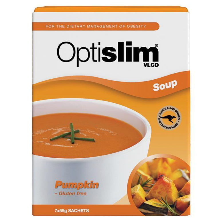 OptiSlim VLCD Soup Pumpkin 7 x 55g front image on Livehealthy HK imported from Australia