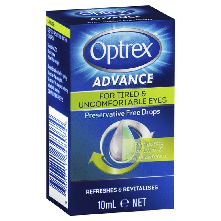 Optrex Advance Preservative Free Tired Eye Drops 10mL front image on Livehealthy HK imported from Australia