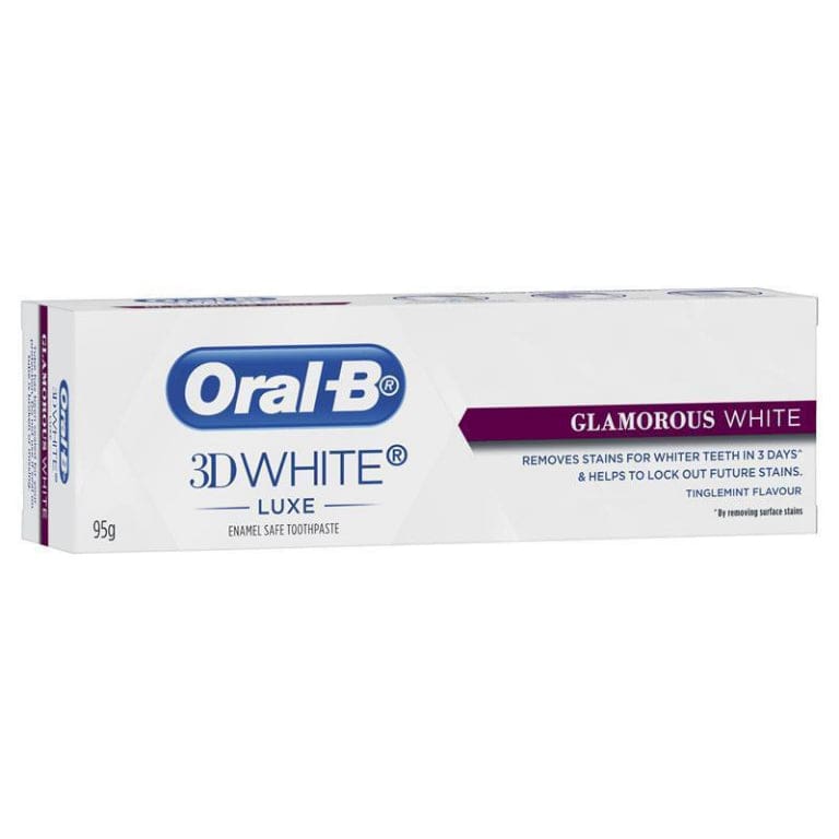 Oral B 3D White Luxe Glamorous White Toothpaste 95g front image on Livehealthy HK imported from Australia