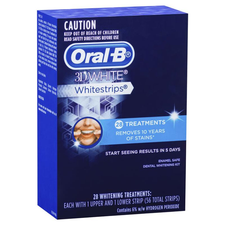 Oral B 3D White Strips 28 Teeth Whitening Treatments front image on Livehealthy HK imported from Australia