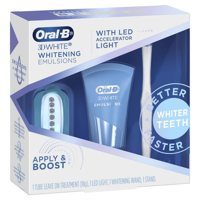 Oral B 3D White Whitening Emulsions LED Kit 18g front image on Livehealthy HK imported from Australia