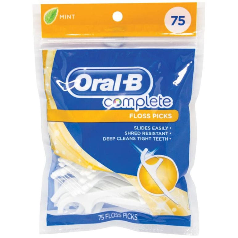 Oral B Complete Floss Picks Mint 75 Pack front image on Livehealthy HK imported from Australia