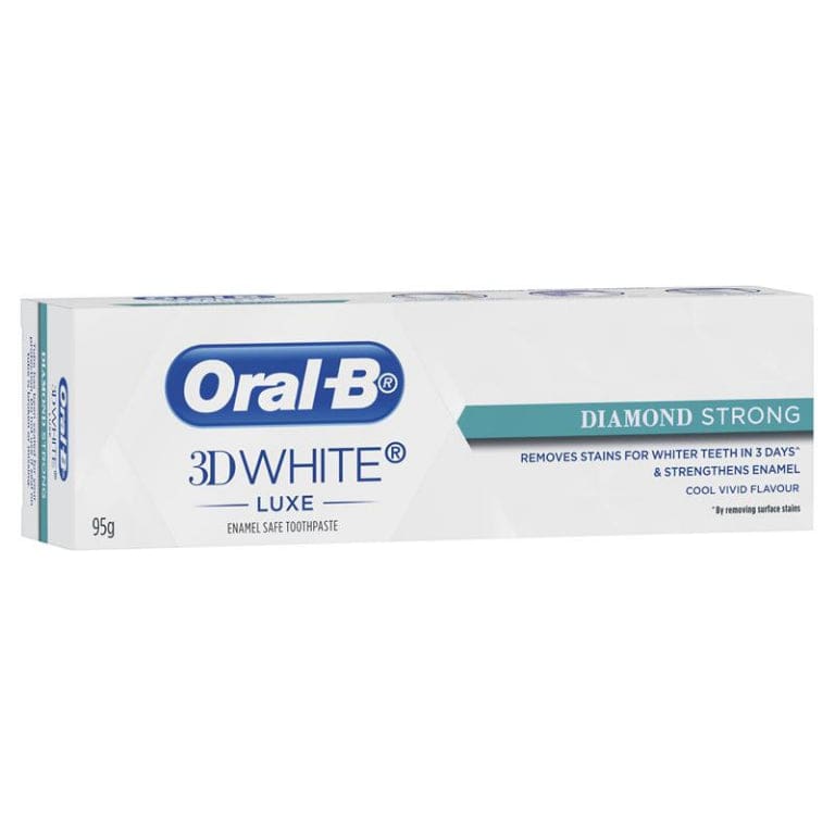Oral B Teeth Whitening Toothpaste 3D White Luxe Diamond Strong 95g front image on Livehealthy HK imported from Australia