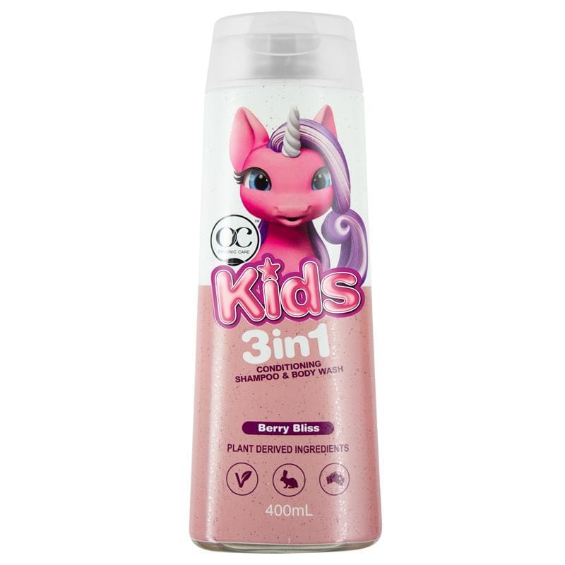 Organic Care Kids 3in1 Shampoo Conditioner Body Wash Berry Bliss 400ml front image on Livehealthy HK imported from Australia