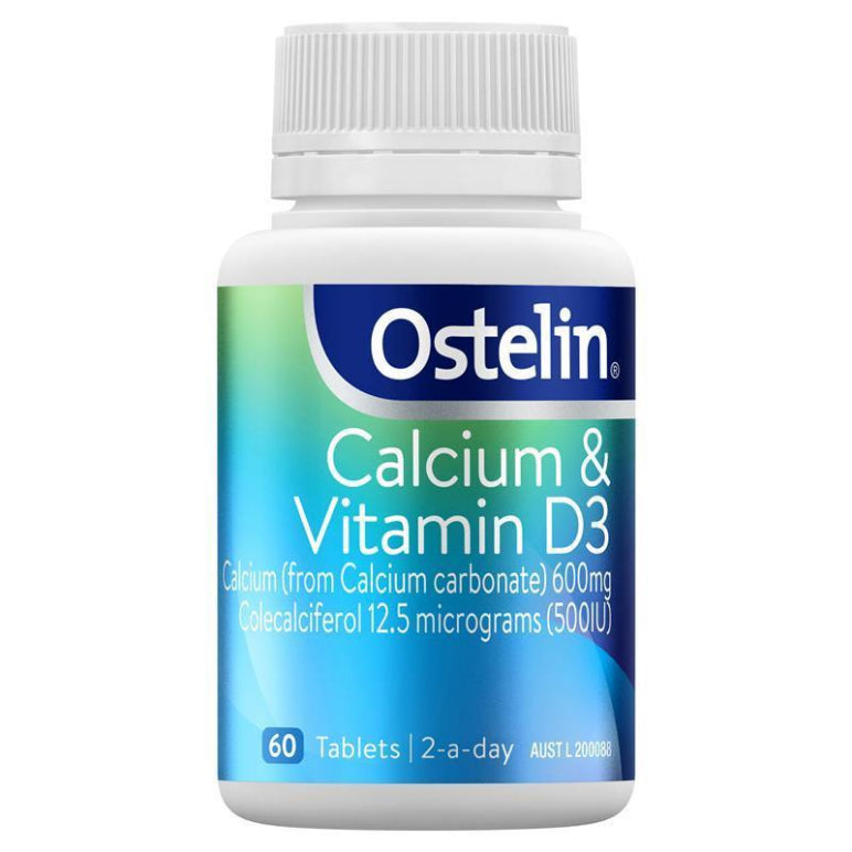 Ostelin Calcium & Vitamin D - D3 for Bone Health + Immune Support - 60 Tablets front image on Livehealthy HK imported from Australia
