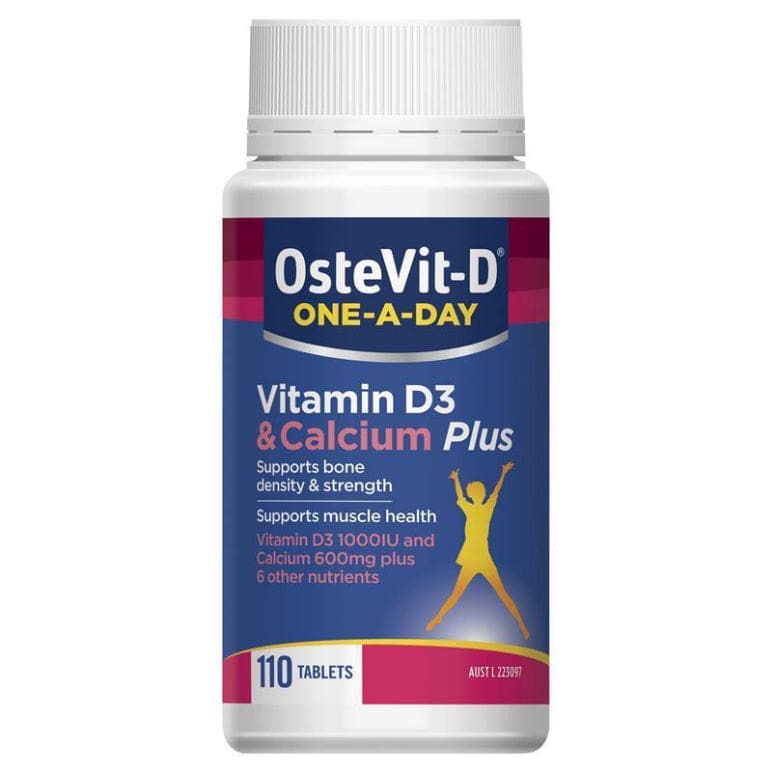 OsteVit-D One-A-Day Vitamin D3 & Calcium Plus – Contains 8 Nutrients to support Bone Density & Strength – 110 Tablets front image on Livehealthy HK imported from Australia