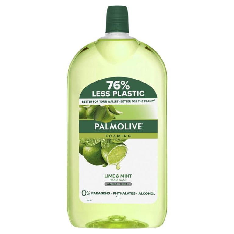 Palmolive Foaming Antibacterial Hand Wash Lime & Mint Refill & Save 1L front image on Livehealthy HK imported from Australia