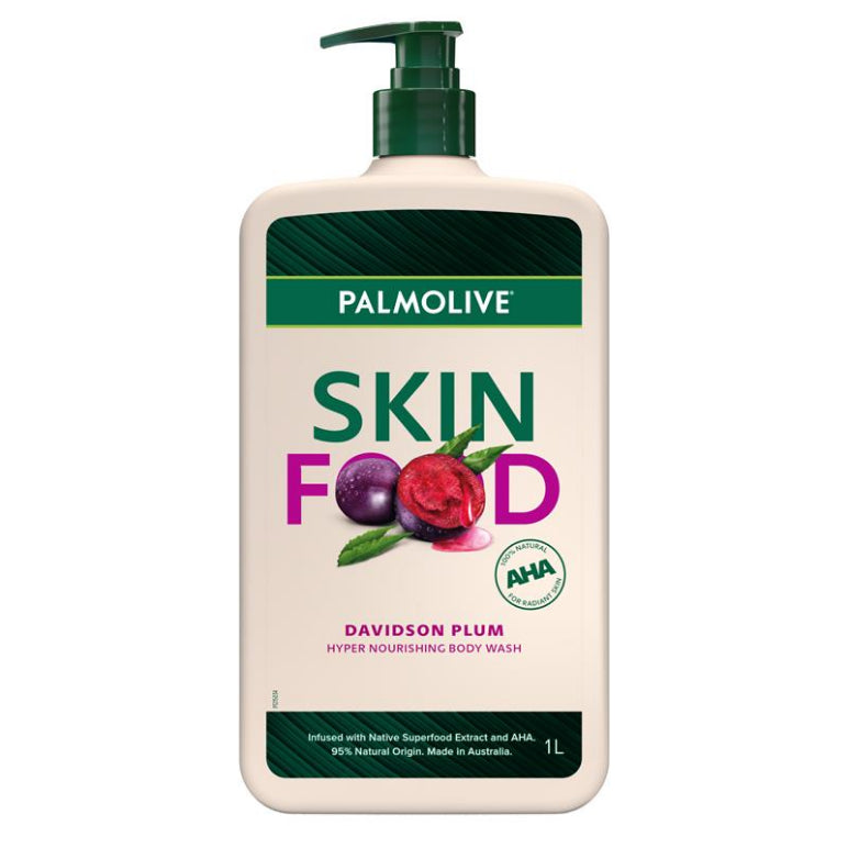Palmolive Skin Food Davidson Plum Natural AHA Body Wash Soap 1L front image on Livehealthy HK imported from Australia