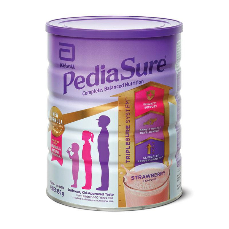 Pediasure Strawberry New Formula 850g front image on Livehealthy HK imported from Australia