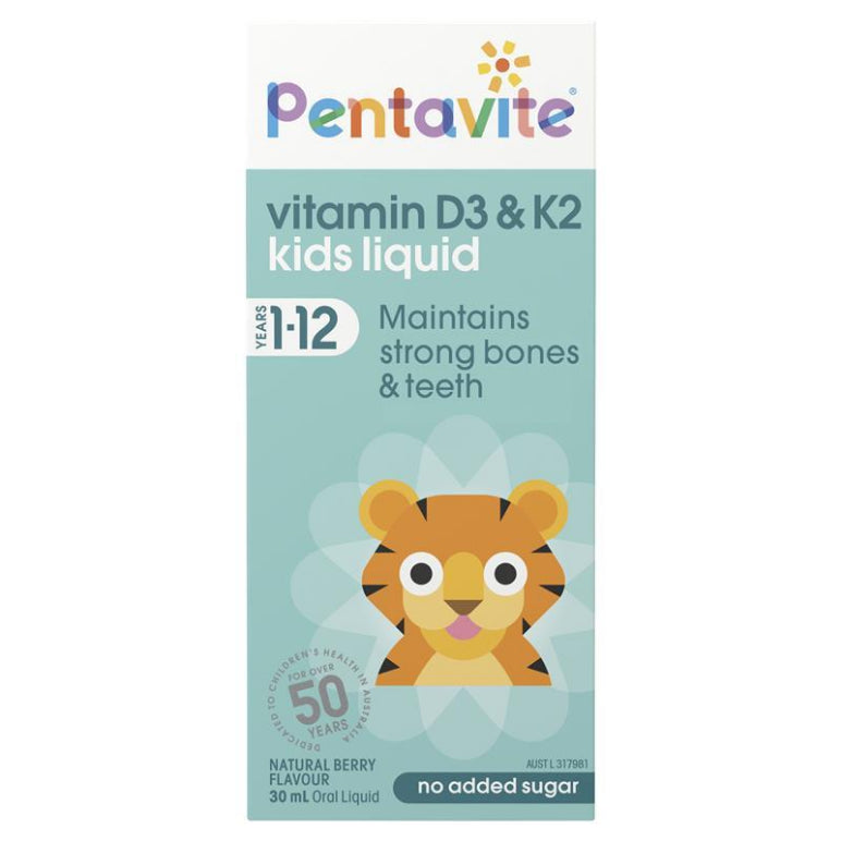 Pentavite Vitamin D3 & K2 Kids Liquid 30ml front image on Livehealthy HK imported from Australia