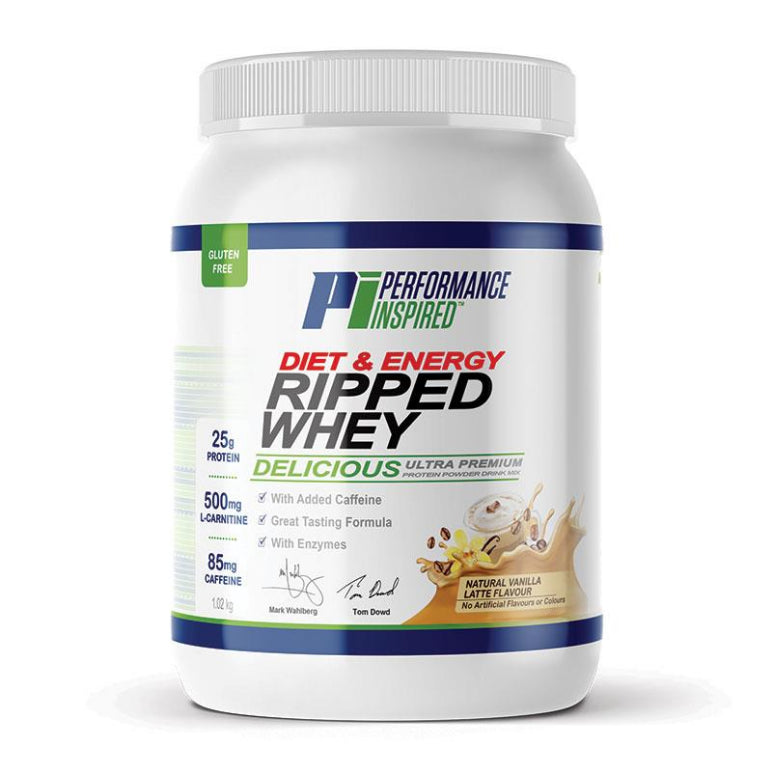 Performance Inspired Ripped Whey Protein Vanilla Latte 1.02kg front image on Livehealthy HK imported from Australia