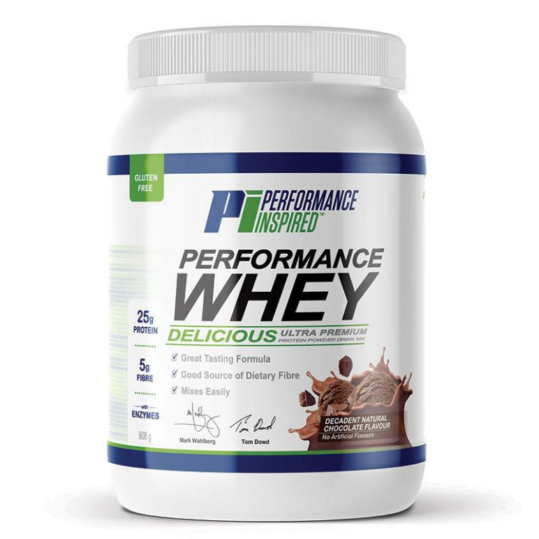 Performance Inspired Whey Protein Decadent Chocolate 908g front image on Livehealthy HK imported from Australia
