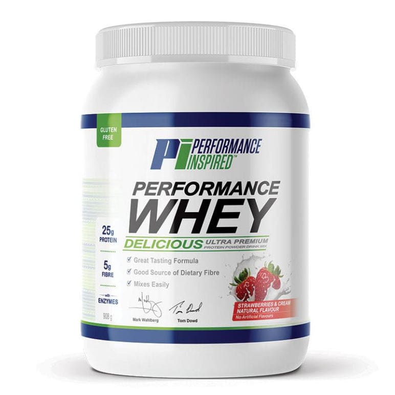 Performance Inspired Whey Protein Strawberries N Cream 908g front image on Livehealthy HK imported from Australia
