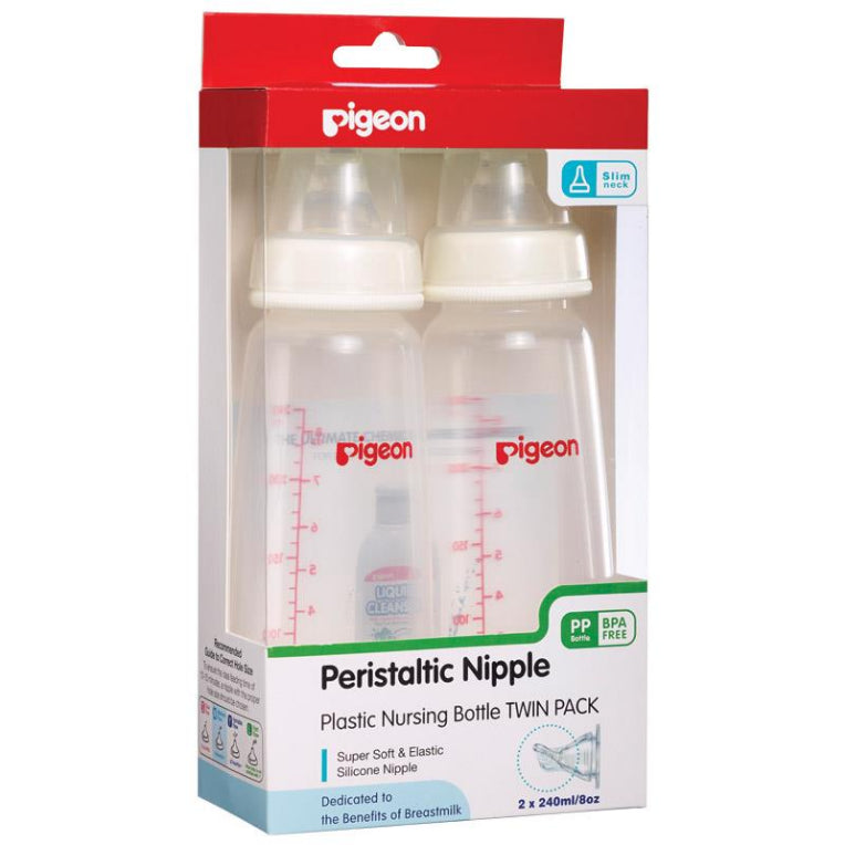 Pigeon Flexible Peristaltic PP Bottle 240ml Twin Pack front image on Livehealthy HK imported from Australia