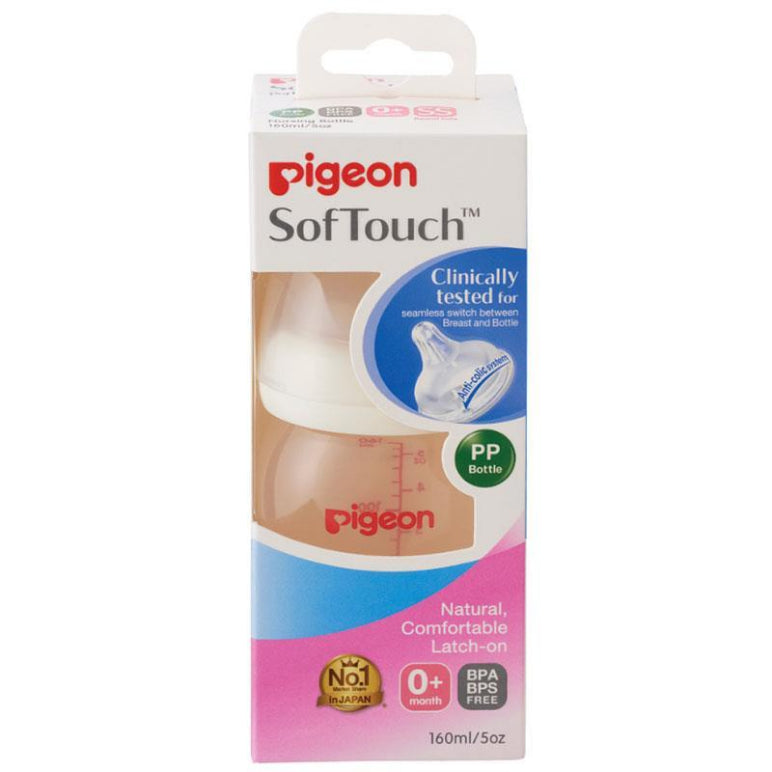 Pigeon SofTouch Peristaltic Plus PP Bottle 160ml front image on Livehealthy HK imported from Australia